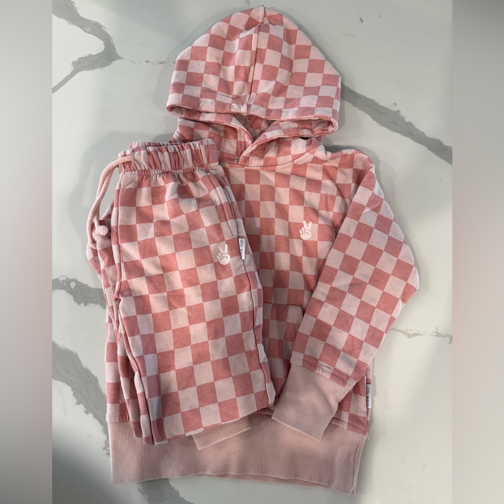 Little Wedgies Checkered Hoodie & Sweatpants Set